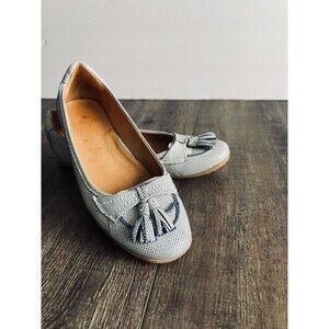 Peter Millar Amazonas 6.5 LoaferShoes Blue White Snakeskin Tassels Slip-On Flats